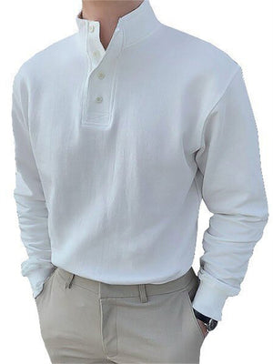 Men's Trendy Stand Collar Long Sleeve Pullover Office Wear Shirts