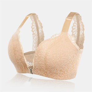 Women's Front Closure Lightly Lined Lace Bralette - Nude