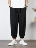 Fashion Embroidery Casual Plus Size Wide-Leg Cropped Trousers