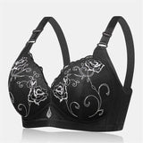 Women's Wireless Floral Embroidered Comfy Bras - Blue