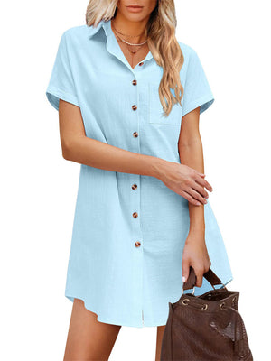 Women's Summer Sexy Button Down Mid-length Beach Blouses