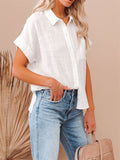 Women's Cotton Linen Short Sleeve Blouse