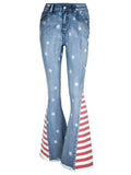 Women's Contrast Color Star Print Fashion Denim Jeans