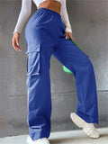 Cool Girl's Fashion Street Snap Elastic Waist Pocket Cargo Pants