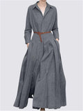Spring Fashion Lapel Collar Long Sleeve Pullover Female Beltless Dress