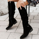 Stylish Side Zip Suede Knee High Boots for Women