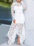 Stunning Waist Tie Lace Design Asymmetric Hem Dress for Prom