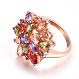 Stylish Colored Zircon Blooming Flower Rings For Women