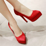 Pointed Toe Slip-On Solid Color High Heels