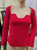Women's Square Neck Sweetheart Neckline Cut Sweaters