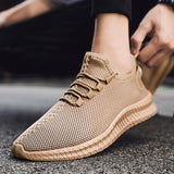 Men’s Breathable Almond Toe Back Pull-Tab Lace-Up Mesh Paneled Non-Slip Sneakers