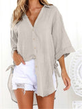 Irregular Half Sleeve Linen Shirts