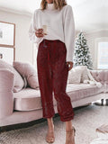 Fashion Sparkly Sequins Drawstring Casual Pants