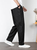 Men's Front Zipper Design Stylish Loose Straight-Leg Pants