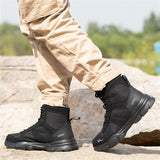 Men's High Top Lace Up Round Toe Anti-Smash Safety Work Boots
