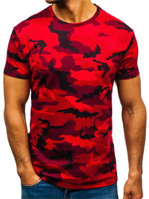 Men's Camouflage Printed Round Neck T-Shirt