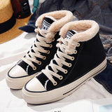 Womens Canvas Snow Sneakers Fur Lined Shoes