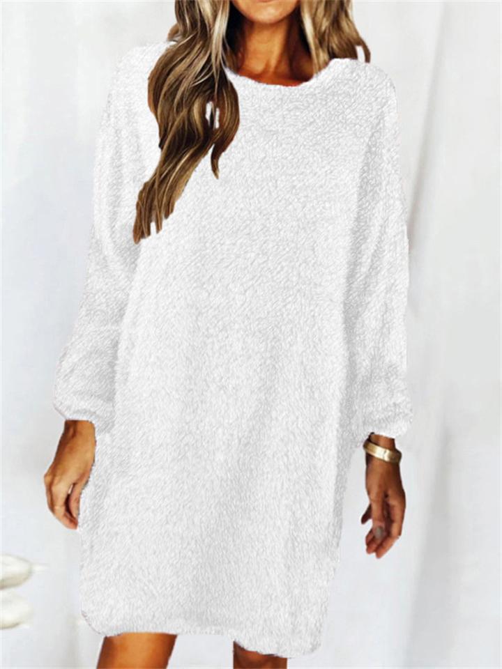 Women's Winter Casual Daily Wear Loose Thermal Plush Dresses