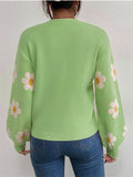 Floral Printed Round Neck Sweaters For Women