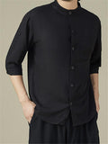 Loose Casual Comfy Full Buttons Long Sleeve Shhirts With Pocket For Men