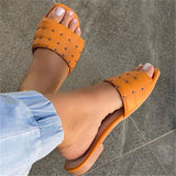 Casual Flat Heel Solid Color Open Toe Slippers