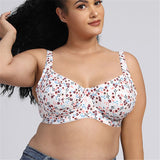 Plus Size Full Coverage Push Up Minimizer Cotton Bra - Gray