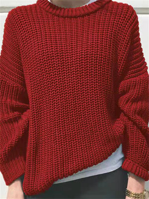 Simple Round Neck Long Sleeve Sweaters