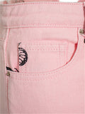 Women's Super Cute Butterfly Print Soft Loose Pink Denim Jeans