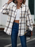 Fashion Leisure Baggy Grid Long Sleeve Women's Blouses