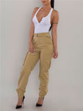Stylish Solid Color High-waisted Overalls