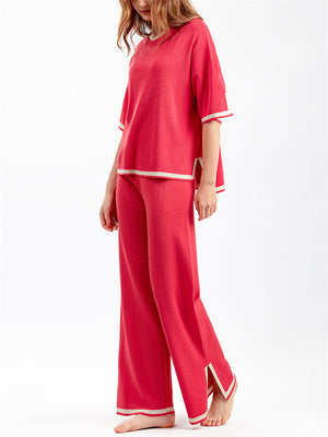 Women's Comfortable Temperament Knitted 2-piece Loungewear Sets