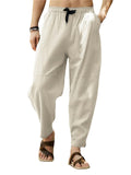 Men Loose Drawstring Casual Solid Color Pants