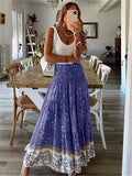 Cute High-Waist Floral Pattern Pleated Maxi Skirts