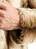 Trendy Winter Thermal Gradient Color Lapel Imitation Mink Fur Coat