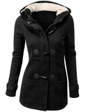 Vintage Casual Warm Plush Lined Hooded Jacket for Women