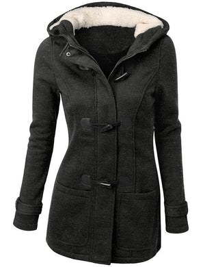 Vintage Casual Warm Plush Lined Hooded Jacket for Women