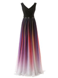 Gorgeous Chiffon Gradient Ombre Long Evening Prom Gown for Evening