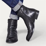 Fashion Side Zipper Plus Size Embroidery PU Boots For Men