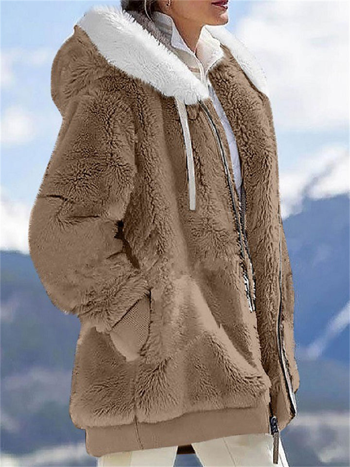 Warm Fluffy Long Sleeve Zipper Hoodies