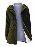 Vintage Casual Warm Plush Lined Hooded Jacket for Women