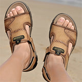 New Mens Casual Open Toe Cowhide Leather Sandals