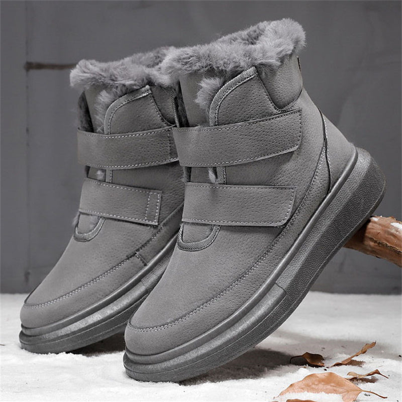 Men's Simple Stitches Rubber Sole Warm Plush Winter Snow Boots