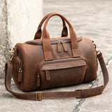 Mens Large Capacity Travel Leather Crossbody Bags Vintage Duffel Packs