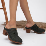Ladies Retro Simple High Heeled Closed Toe Sandals