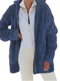 Fashion Zip Up Hooded Warm Plush Coats for Women