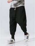 Solid Color Drawstring Linen Ankle-Banded Pants