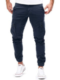 New Casual Skinny Solid Color Ankle-Banded Pants With Pockets