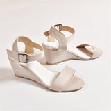 Elegant Ladies Peep-toe Wedge Heels All Match Buckle Sandals