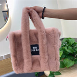 Women's Autumn Winter Cute Shearling Tote Handbags