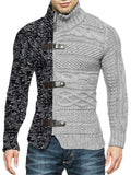 Contrast Color Zipper Turtle Neck Sweaters